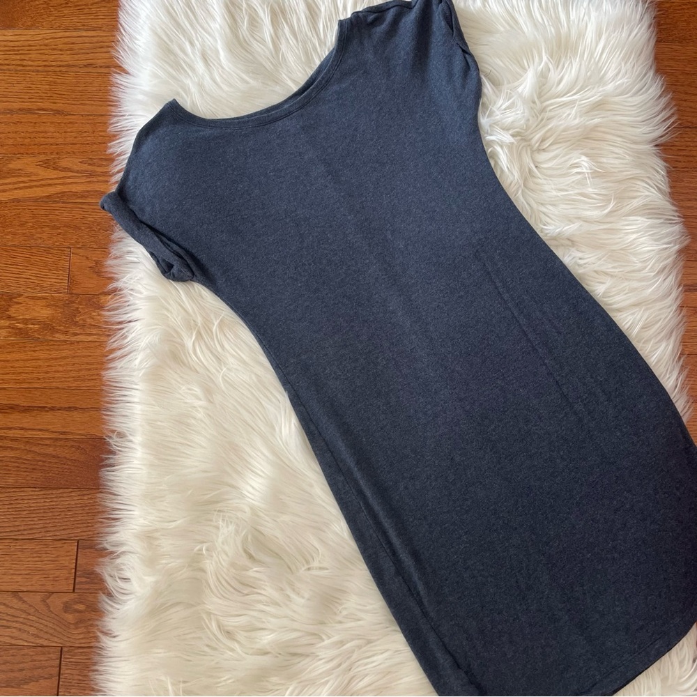 Lou & Grey Blue Rolled Short Sleeve Dress Size XS Soft Comfort Casual